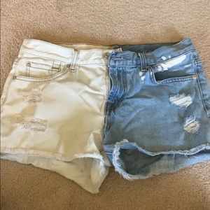7 for all Mankind two color denim jean shorts